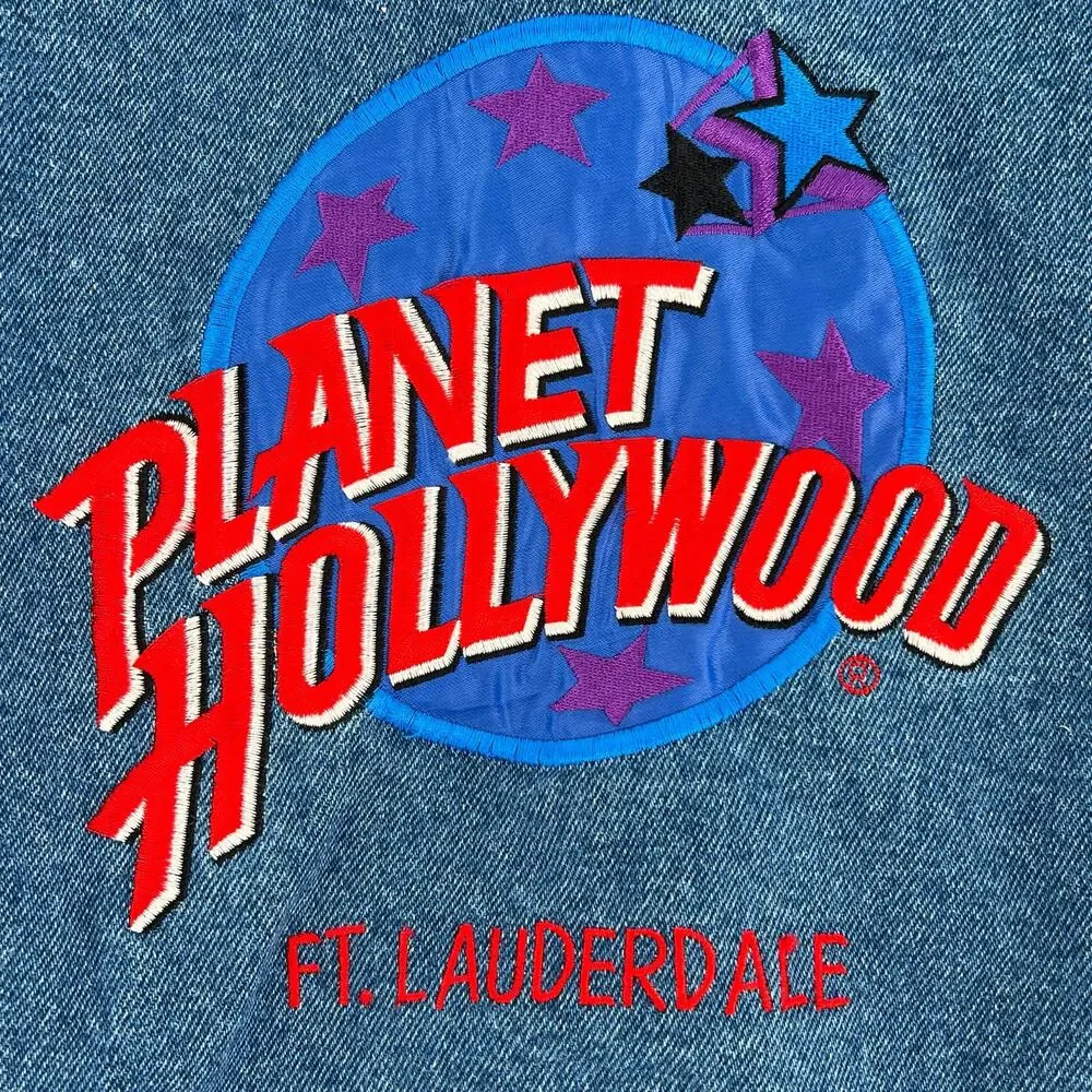 90s denim jean jacket Planet Hollywood Ft Lauderdale 1990s vintage kids medium